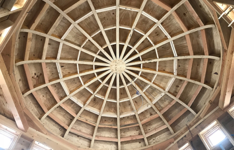 Image of an ornate ceiling before insulation is installed in central New Mexico