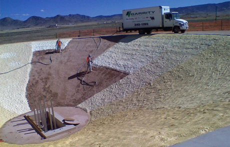 Garrity Insulation, Inc truck parked on location for a large spray foam project in central New Mexico