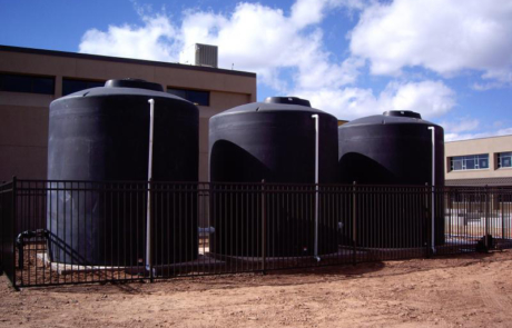 Silos covered in spray foam insulation in central New Mexico