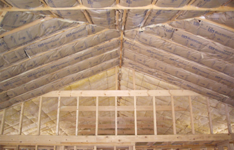 Interior roof of a home after having all new fiberglass insulation installed by Garrity Insulation, Inc. in central New Mexico