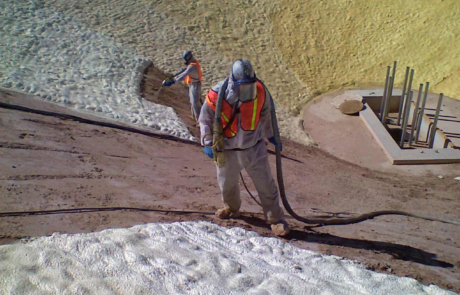 Man spray foaming in central New Mexico